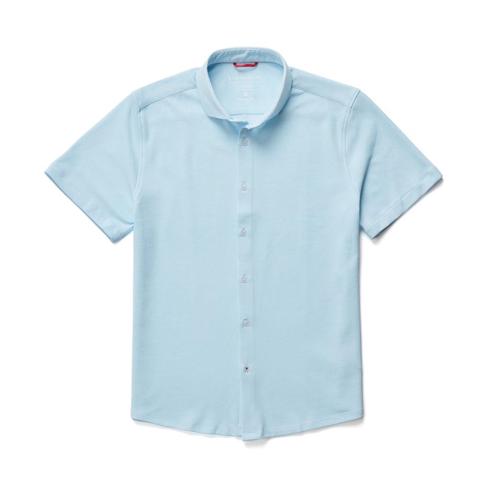 Stone Rose Short Sleeve Knit Shirt In Light Blue-The Trendy Walrus