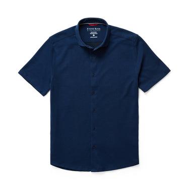 Stone Rose Short Sleeve Knit Shirt In Navy-The Trendy Walrus