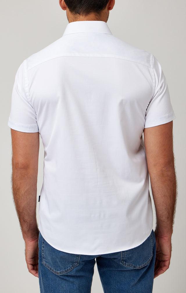 Stone Rose Short Sleeve Woven Shirt In White-The Trendy Walrus