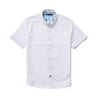 Stone Rose Short Sleeve Woven Shirt In White-The Trendy Walrus