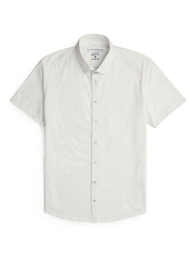 Stone Rose White Square Short Sleeve Print Shirt-The Trendy Walrus