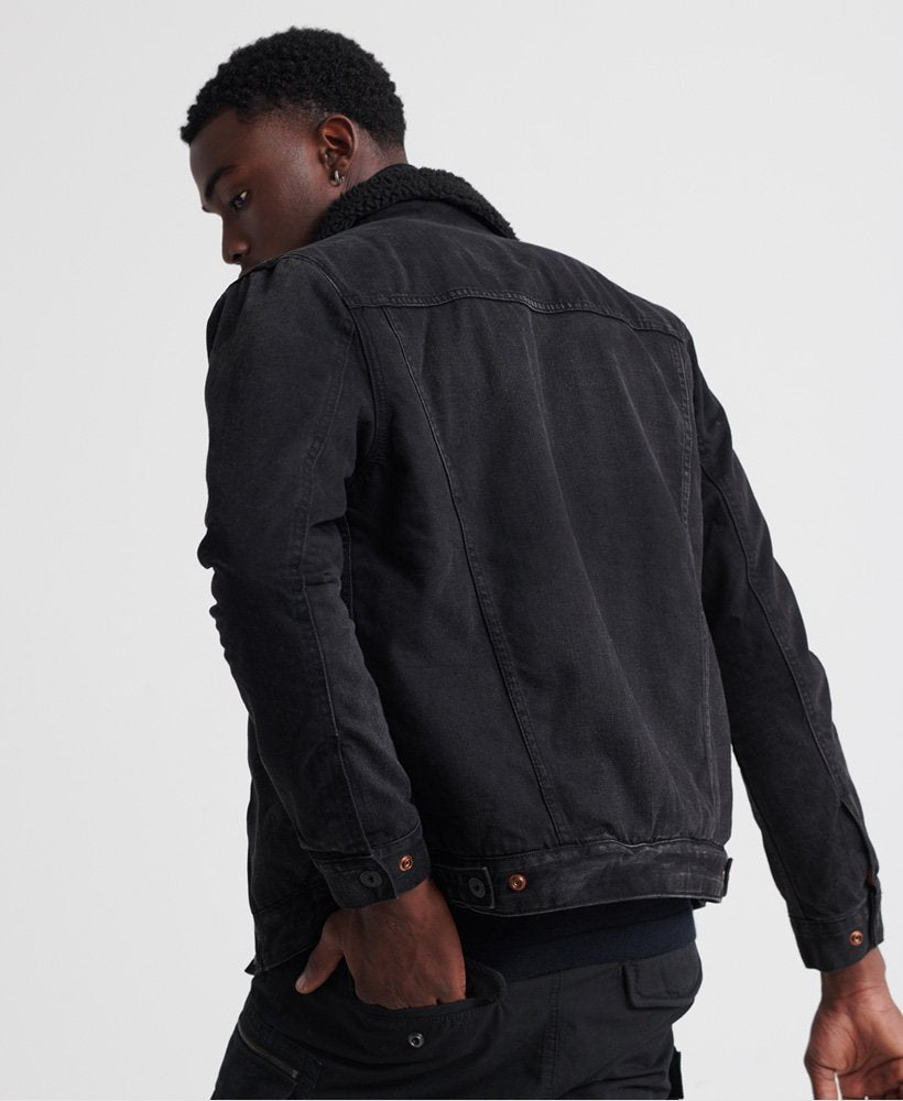 Superdry Hacienda Sherpa Denim Jacket in Worn Black-The Trendy Walrus