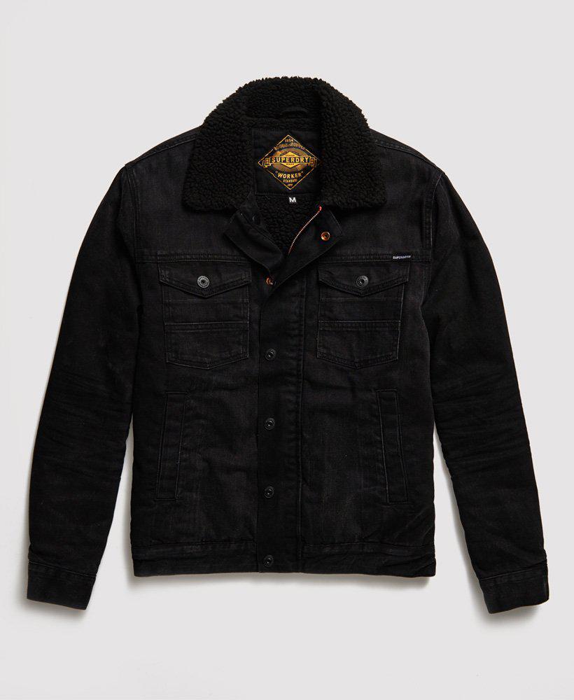 Superdry Hacienda Sherpa Denim Jacket in Worn Black-The Trendy Walrus