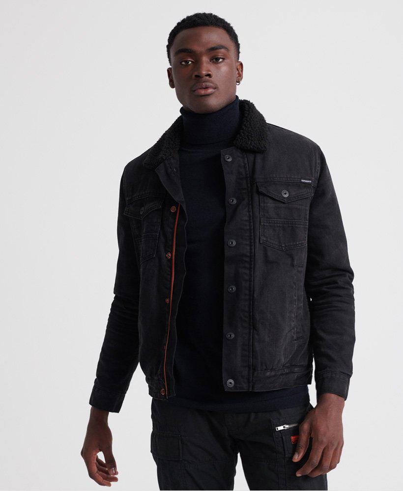 Superdry Hacienda Sherpa Denim Jacket in Worn Black-The Trendy Walrus