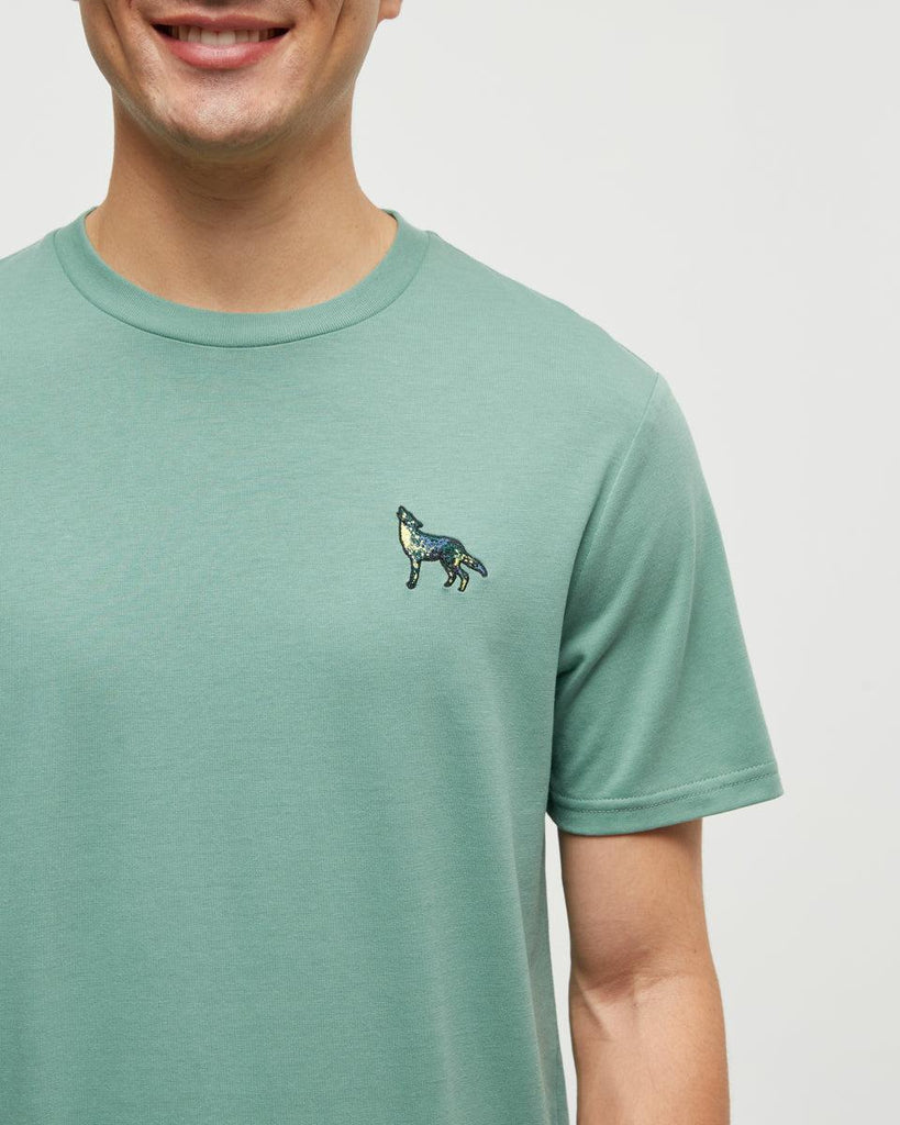 Tentree Boreal Wildlife T-shirt In Jade / Boreal Wolf-The Trendy Walrus