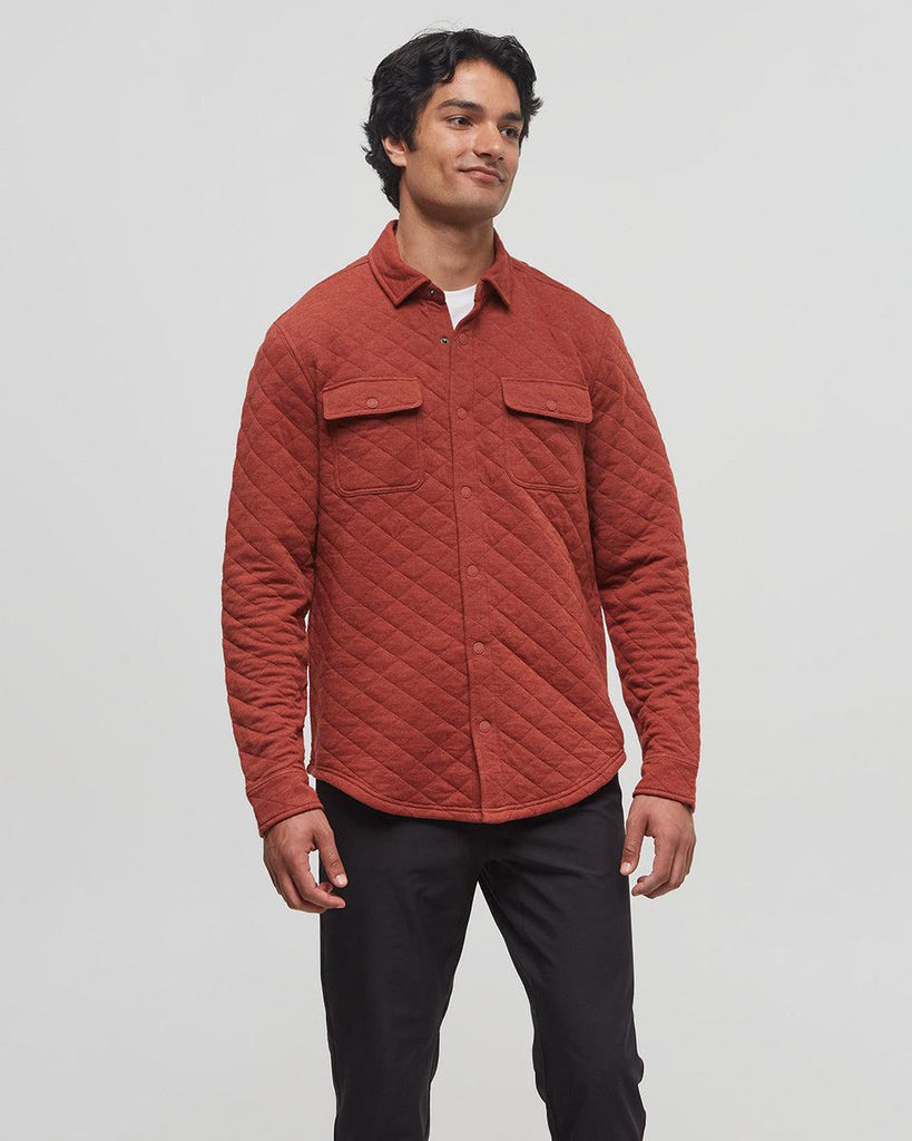 Tentree Colville Quilted Shacket In Burnt Henna Heather-The Trendy Walrus