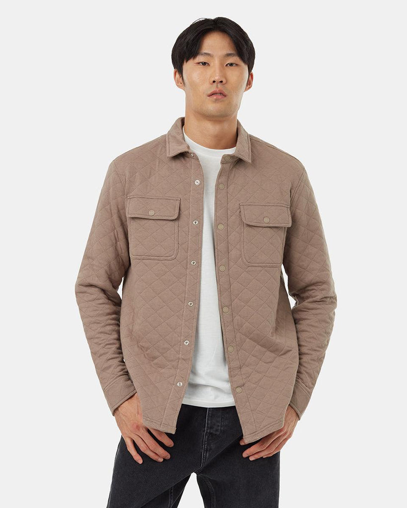 Tentree Colville Quilted Shacket In Fossil-The Trendy Walrus
