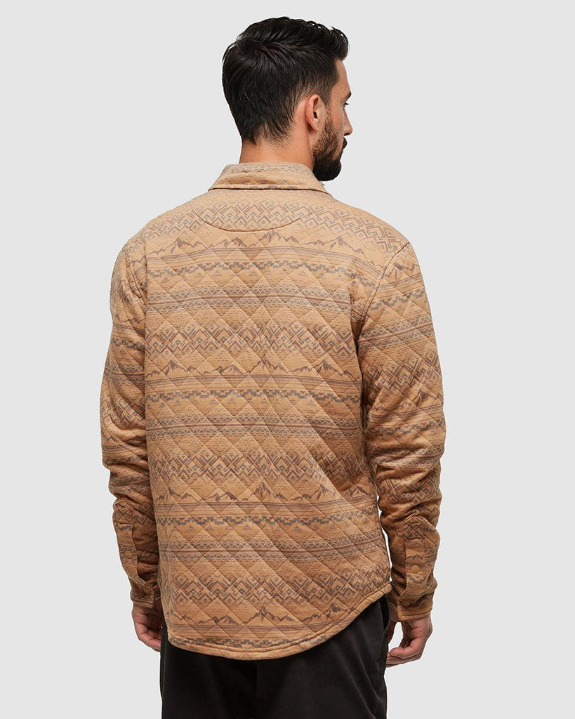 Tentree Colville Shacket In Camel Heather/ Geo Mountain-The Trendy Walrus