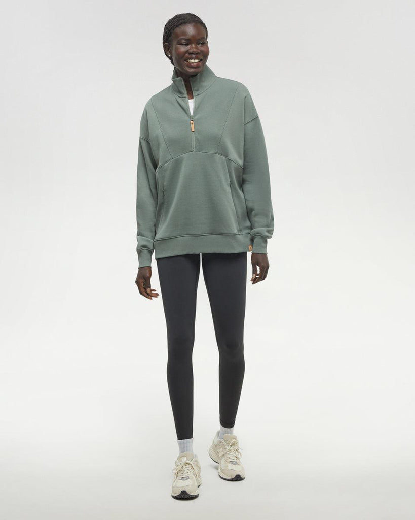 Tentree Finlayson 1/4 Zip In Agave Green-The Trendy Walrus