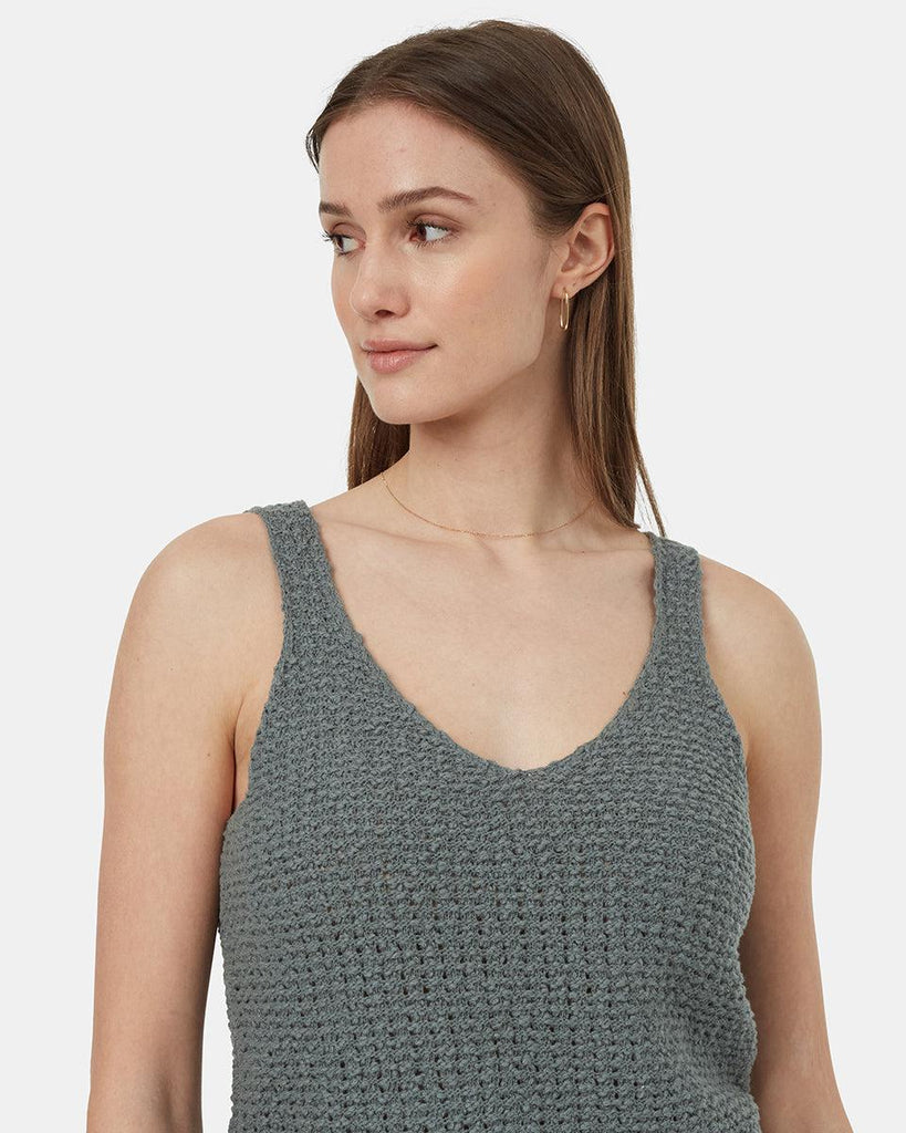 Tentree Highline Boucle Sweater Tank In Light Urban Green-The Trendy Walrus