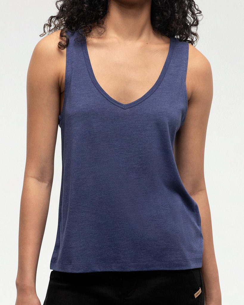 Tentree Kinney Tank In Indigo Tide Heather-The Trendy Walrus