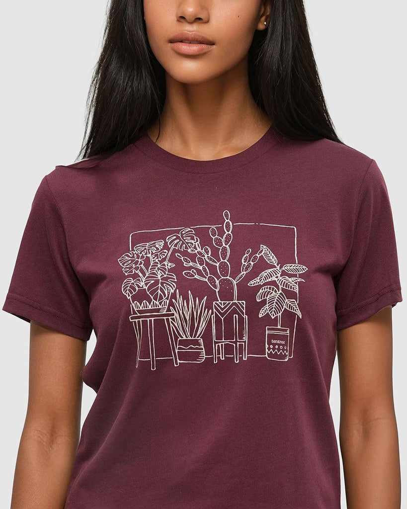 Tentree Plant T-shirt In Deep Burgundy/ Warm Oak-The Trendy Walrus