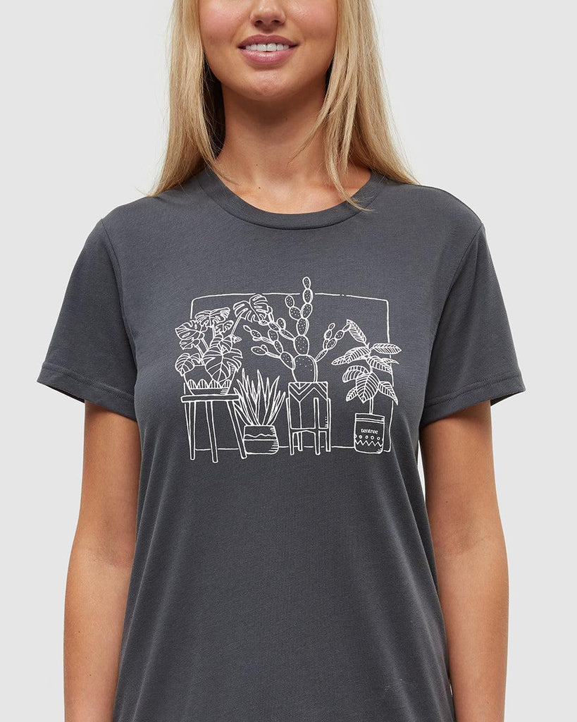 Tentree Plant T-shirt In Graphite/ Vintage White-The Trendy Walrus