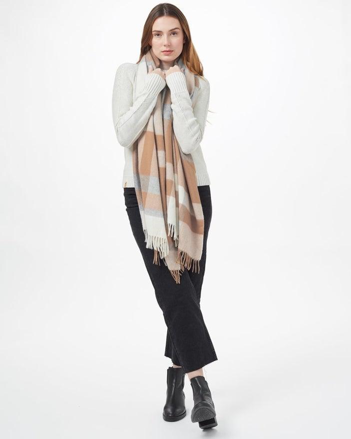 Tentree RWS Wool Woven Plaid Scarf in Cartouche Brown/ Elm White Heather-The Trendy Walrus