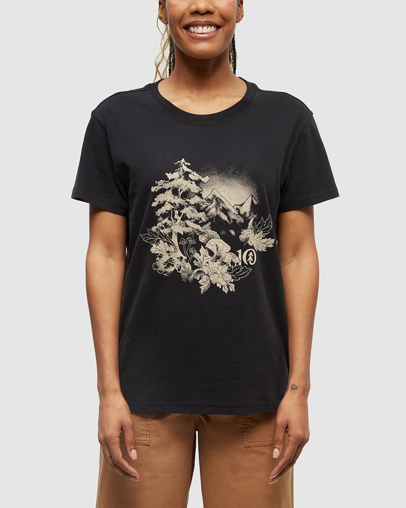 Tentree Regenerative Forest Sprawl T-shirt In Meteorite Black/ Warm Oak-The Trendy Walrus