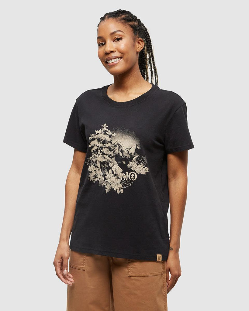 Tentree Regenerative Forest Sprawl T-shirt In Meteorite Black/ Warm Oak-The Trendy Walrus