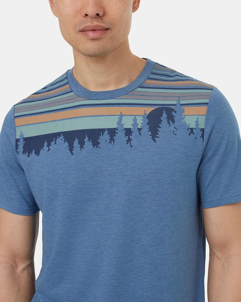 Tentree Retro Juniper T-shirt In Canyon Blue Heather/Sandstone-The Trendy Walrus