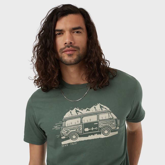 Tentree Road Trip T-Shirt In Dark Sage/Oatmeal-The Trendy Walrus