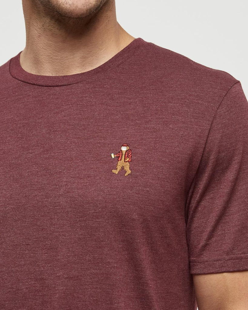 Tentree Sasquatch T-shirt In Deep Burgundy Heather/ Lumberjack-The Trendy Walrus