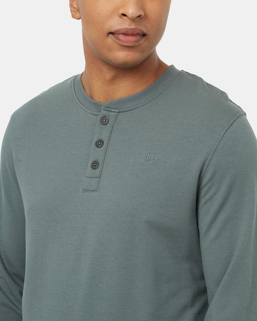 Tentree Soft Terry Light Placket Crew In Light Urban Green-The Trendy Walrus