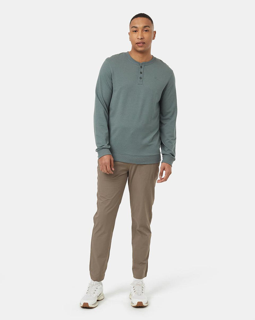 Tentree Soft Terry Light Placket Crew In Light Urban Green-The Trendy Walrus