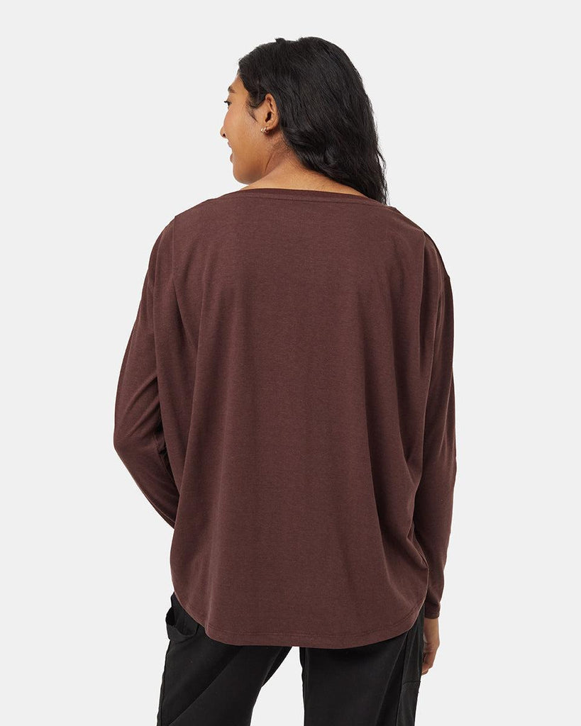 Tentree TreeBlend High Low Longsleeve In Deep Mahogany-The Trendy Walrus