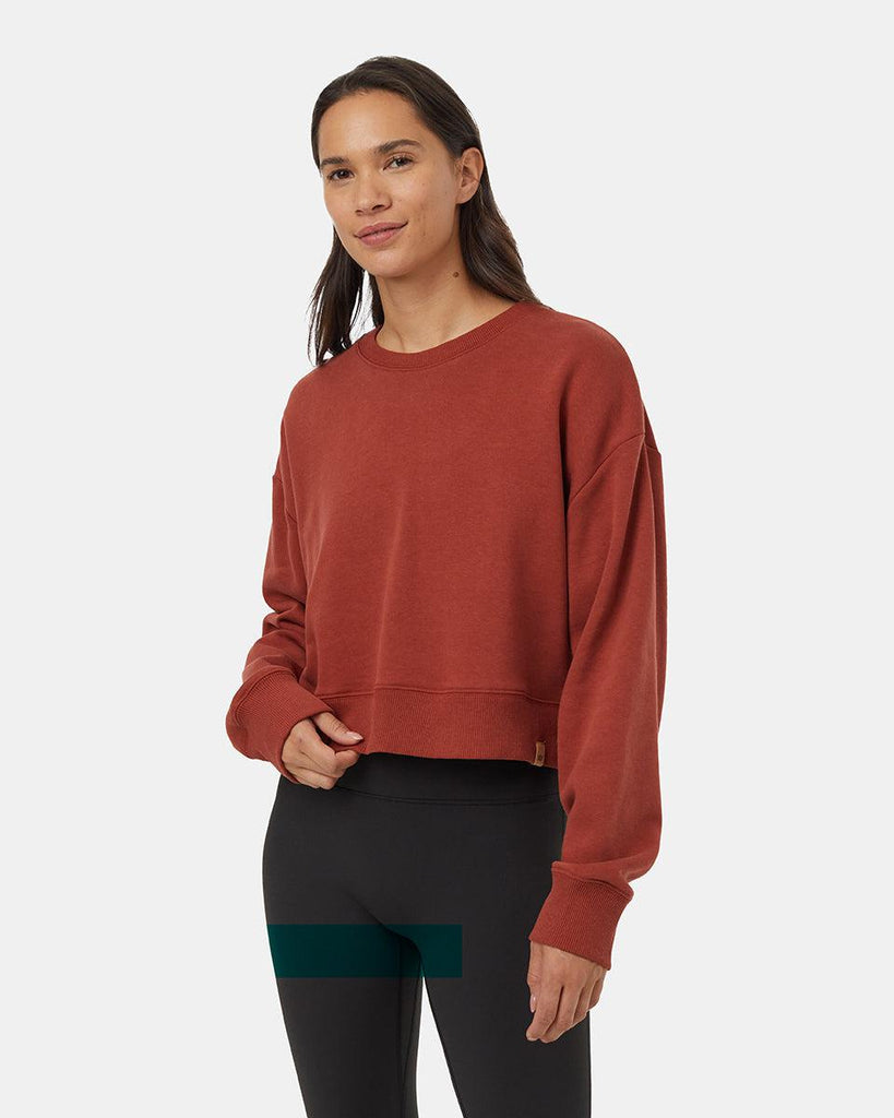 Tentree TreeFleece Oversized Cropped Crew In Burnt Henna-The Trendy Walrus