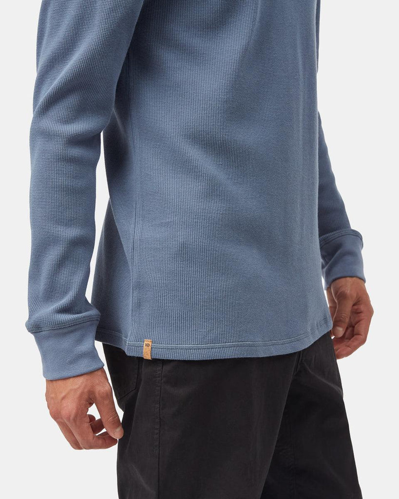 Tentree TreeWaffle Henley Longsleeve In Vintage Blue-The Trendy Walrus