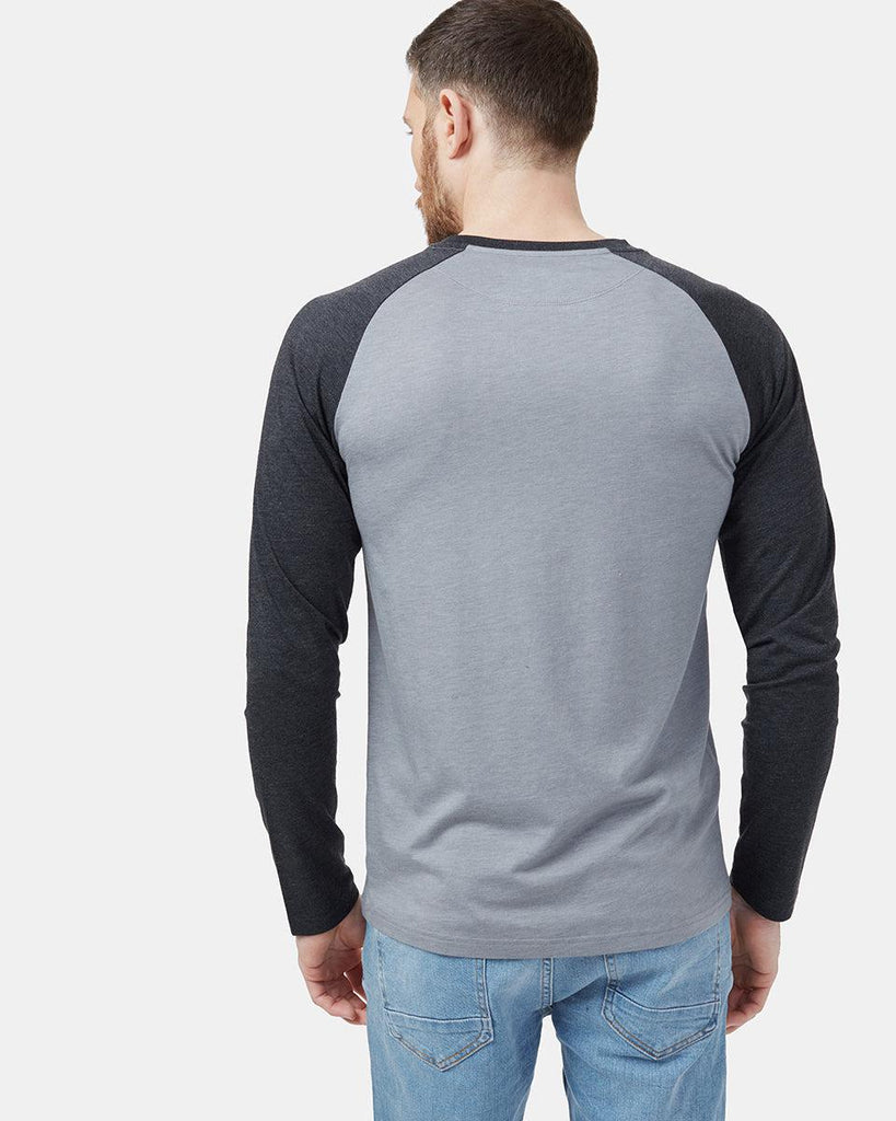 Tentree Treeblend Classic Henley Longsleeve In Grey Heather/ Meteorite Black Heather-The Trendy Walrus