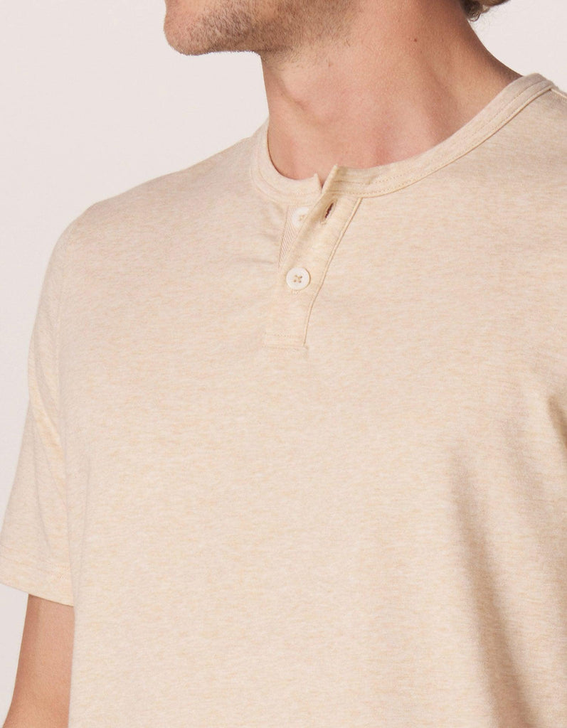 The Normal Brand Active Puremeso Henley Tee In Iced Latte-The Trendy Walrus