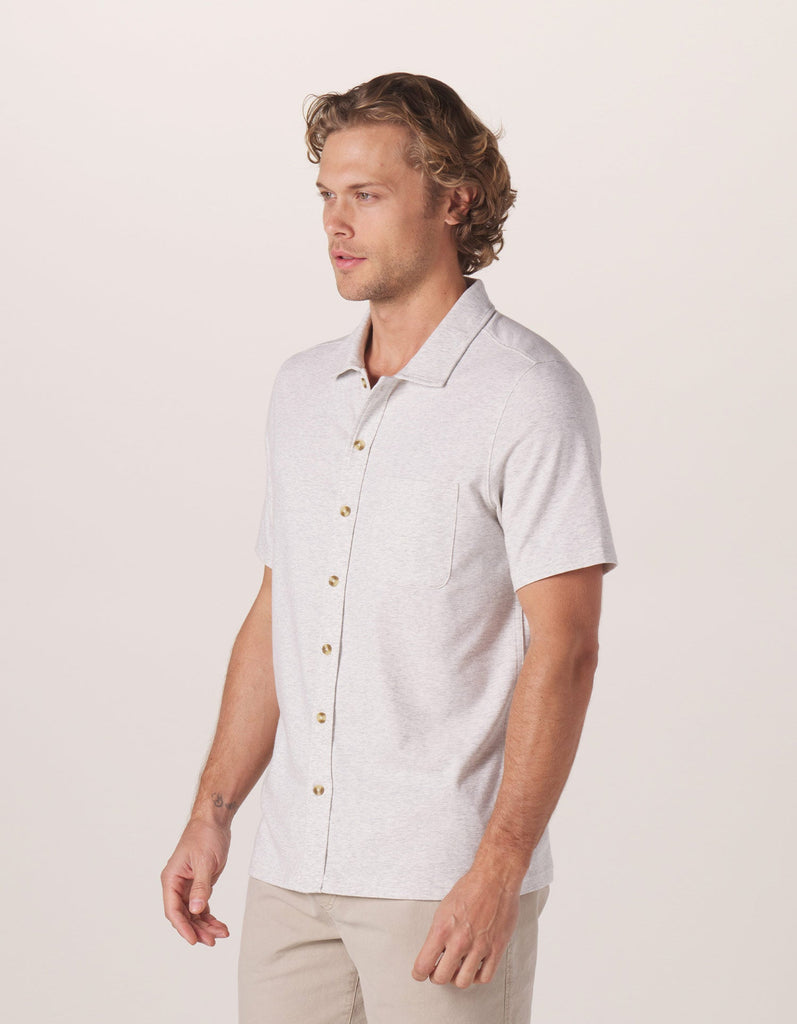 The Normal Brand Active Puremeso Weekend Button Down In Stone-The Trendy Walrus