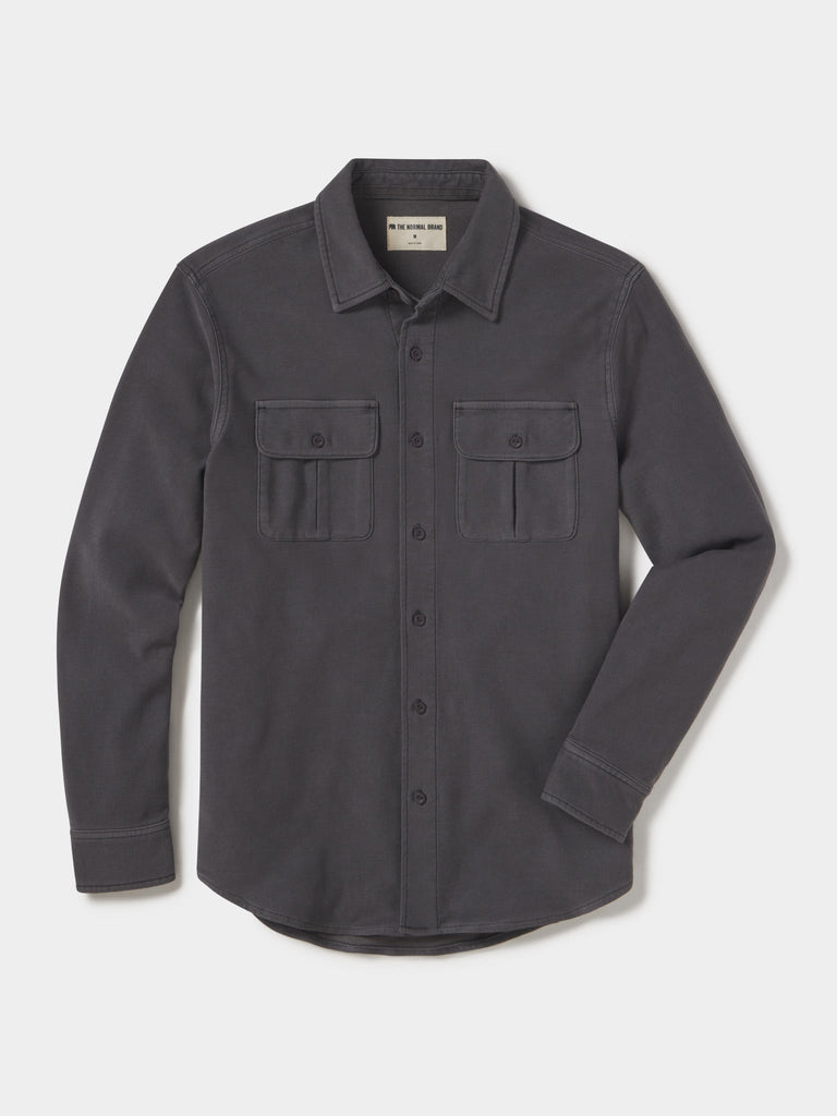 The Normal Brand Comfort Terry Shirt Jacket In Steel-The Trendy Walrus