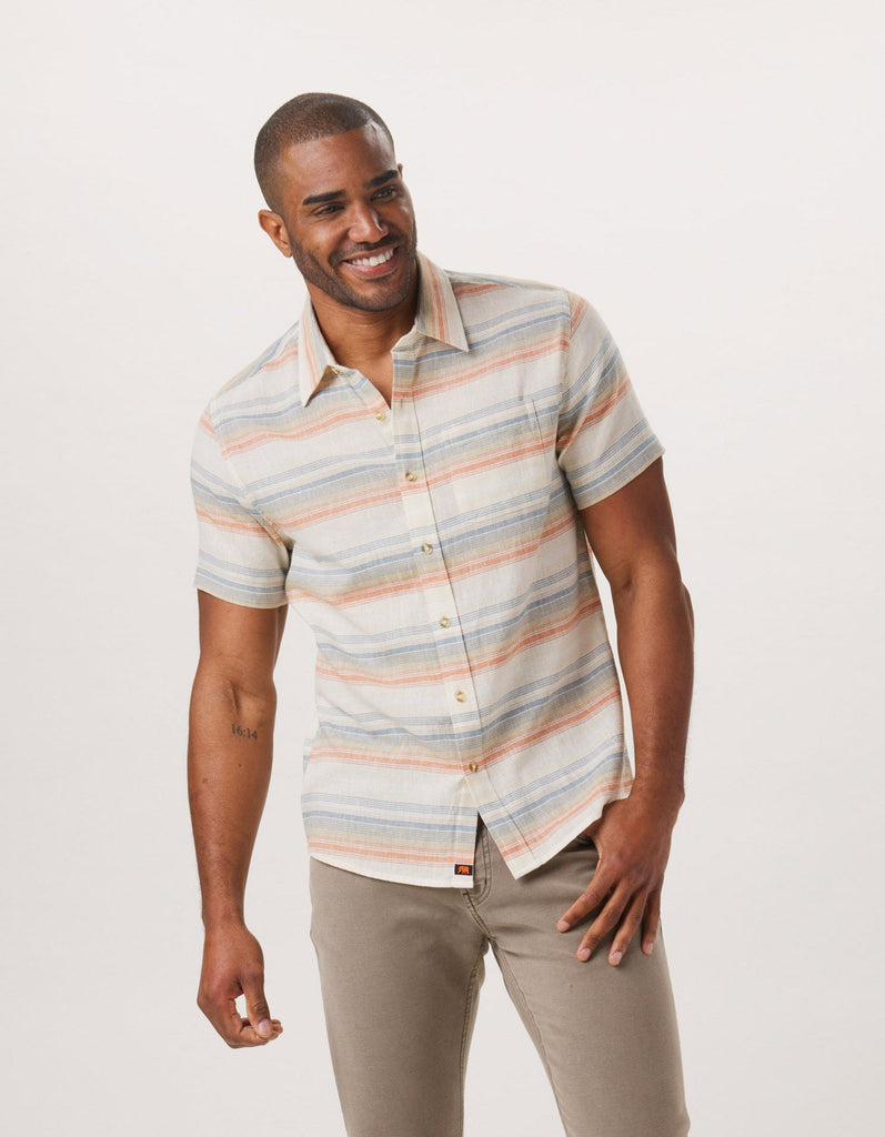 The Normal Brand Fresh Water Button-Up Shirt In Canyon Stripe-The Trendy Walrus