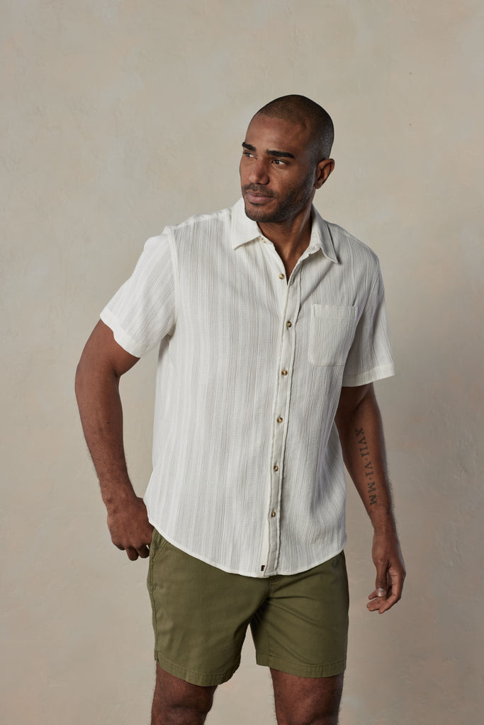 The Normal Brand Fresh Water Button-Up Shirt In Ivory Crinkly Dobby-The Trendy Walrus