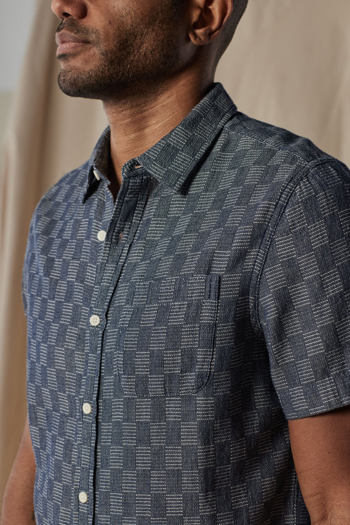 The Normal Brand Fresh Water Button-Up Shirt In Summer Navy Check-The Trendy Walrus