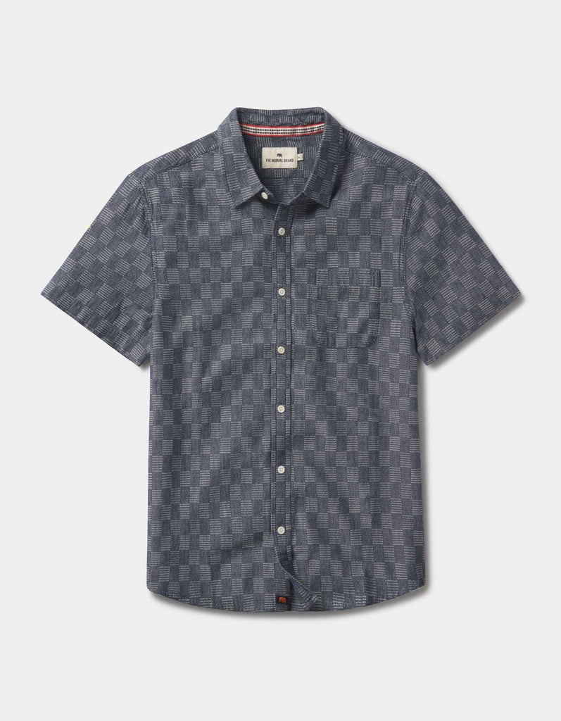 The Normal Brand Fresh Water Button-Up Shirt In Summer Navy Check-The Trendy Walrus