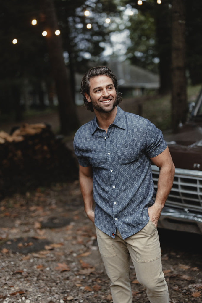 The Normal Brand Fresh Water Button-Up Shirt In Summer Navy Check-The Trendy Walrus