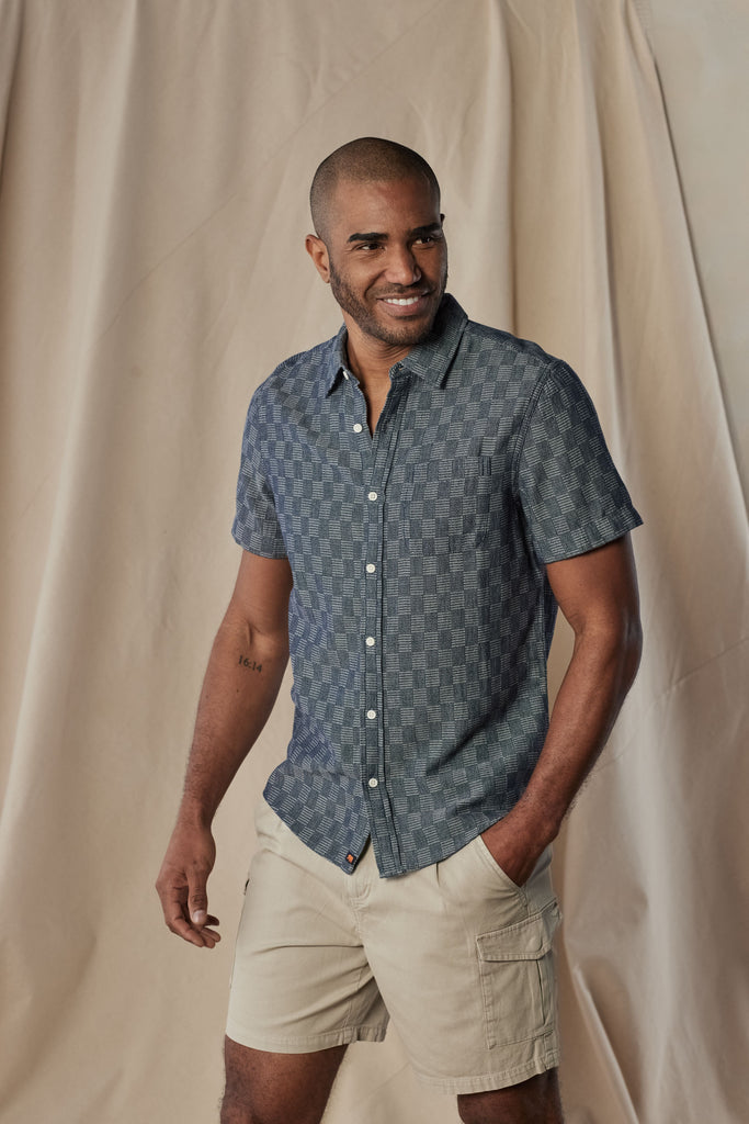 The Normal Brand Fresh Water Button-Up Shirt In Summer Navy Check-The Trendy Walrus