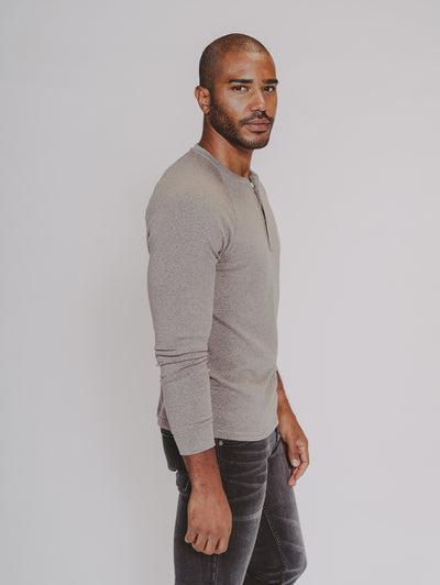 The Normal Brand Puremeso Raglan Henley In Taupe-The Trendy Walrus