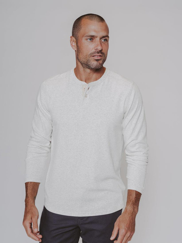 The Normal Brand Puremeso Two Button Henley In Stone-The Trendy Walrus