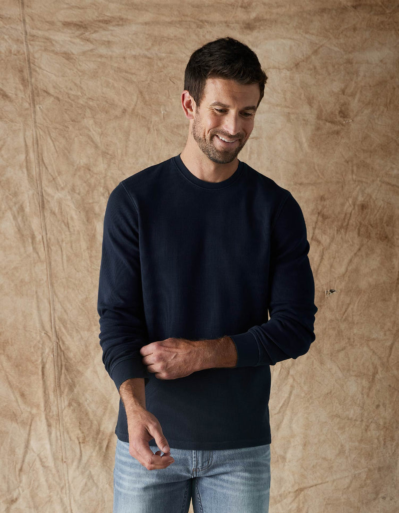 The Normal Brand Vintage Thermal Crewneck Dark Indigo-The Trendy Walrus