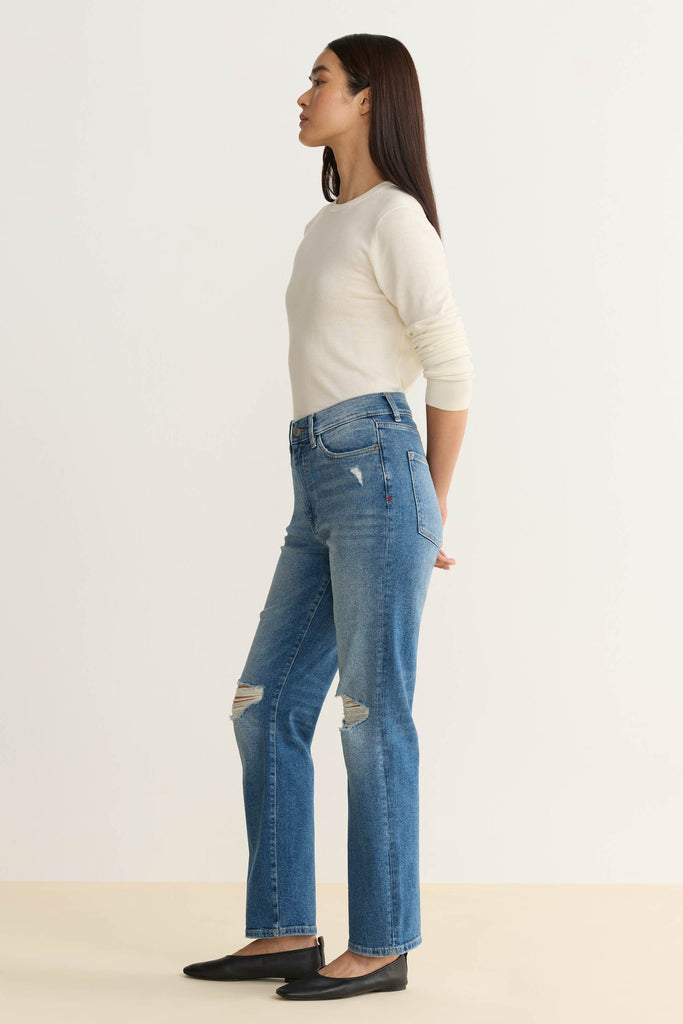 Warp + Weft ASE High Rise Straight Jeans In Dust It Off-The Trendy Walrus
