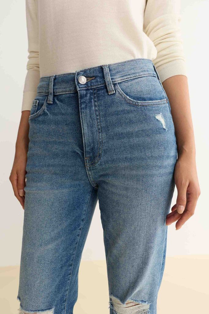 Warp + Weft ASE High Rise Straight Jeans In Dust It Off-The Trendy Walrus