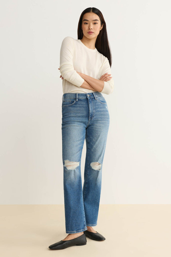 Warp + Weft ASE High Rise Straight Jeans In Dust It Off-The Trendy Walrus