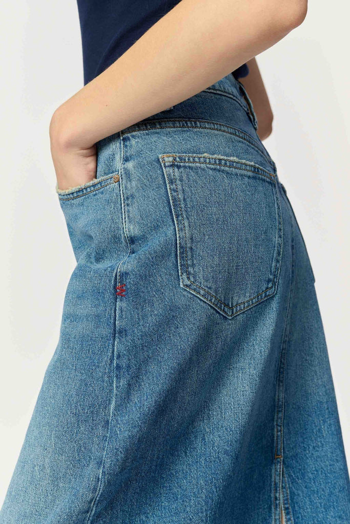 Warp + Weft Lin Denim Skirt In Rockaway-The Trendy Walrus