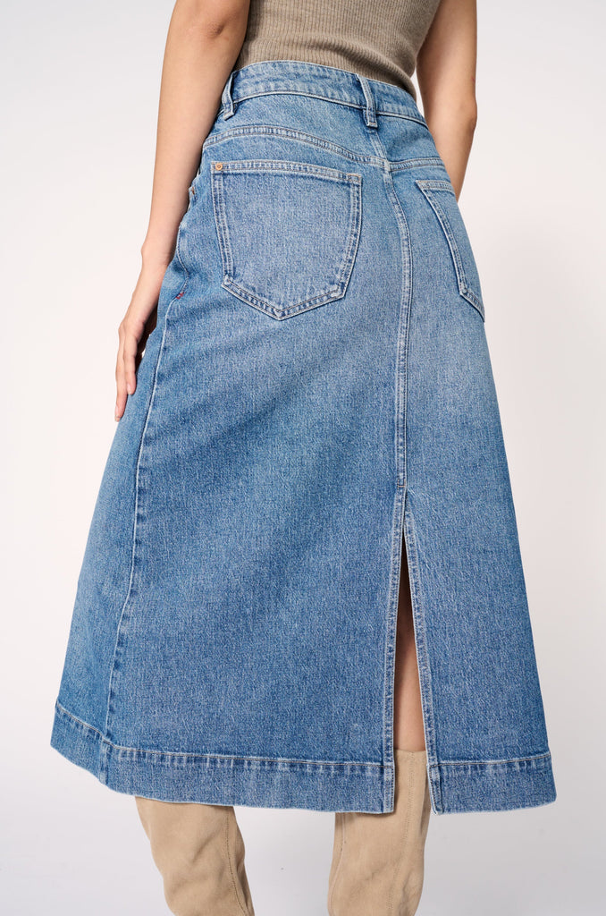 Warp + Weft Lin Denim Skirt In Rockaway-The Trendy Walrus