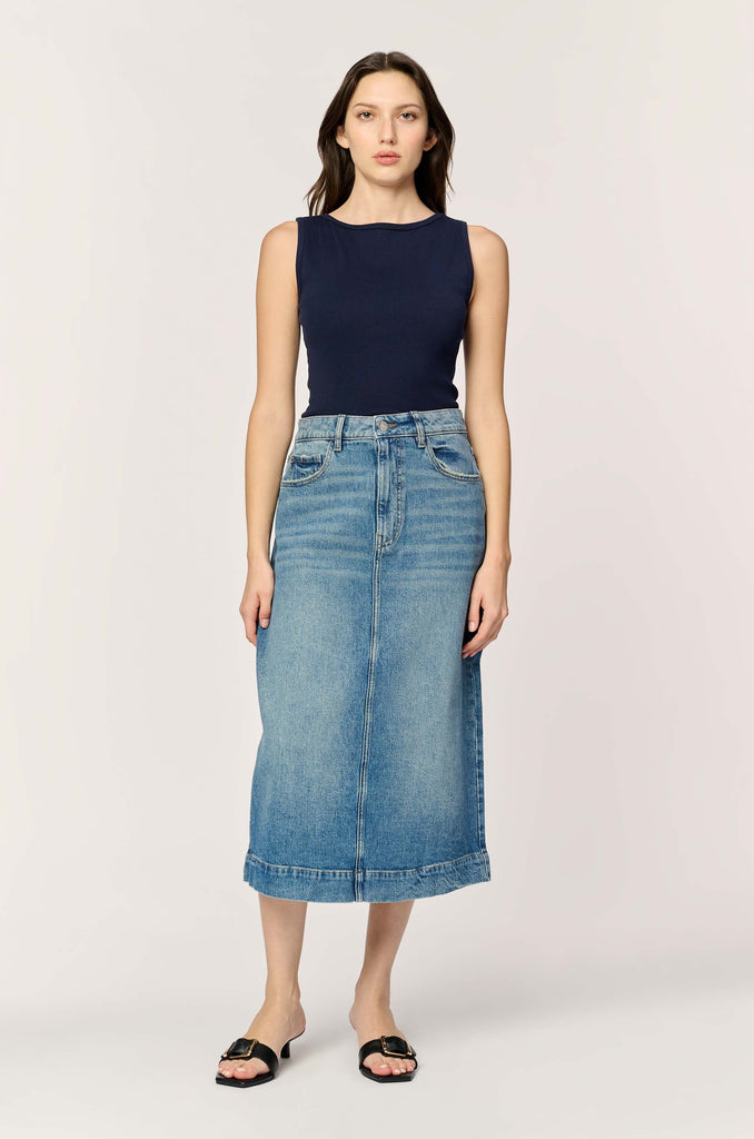 Warp + Weft Lin Denim Skirt In Rockaway-The Trendy Walrus