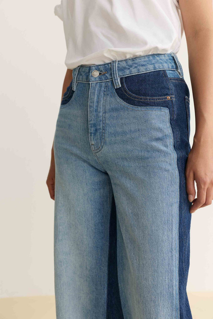 Warp + Weft NCE Wide Leg Jeans In All Mixed Up-The Trendy Walrus