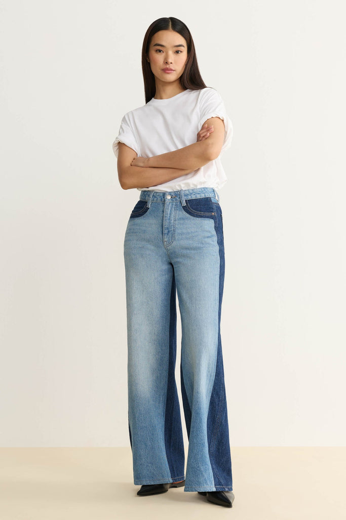 Warp + Weft NCE Wide Leg Jeans In All Mixed Up-The Trendy Walrus