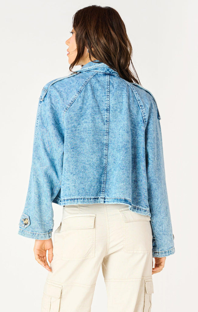 Dex Denim Cropped Jacket In Washed Light Blue-The Trendy Walrus